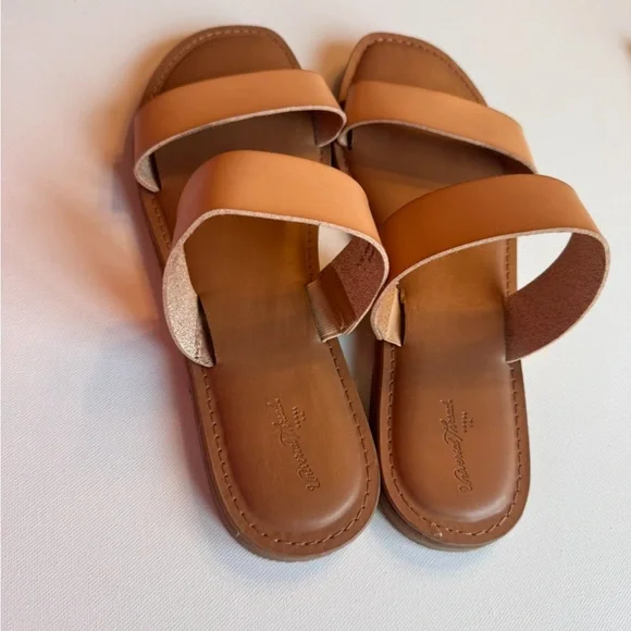 Universal Thread Freya Two-Band Slide Sandals - Cognac Brown/Tan Size 11 - Picture 3 of 5